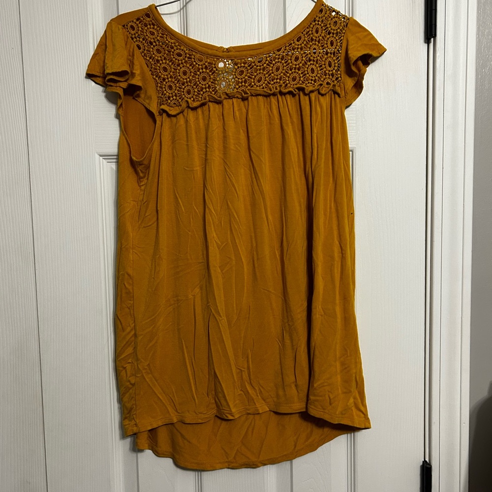 Old Navy Mustard Yellow Crochet Top